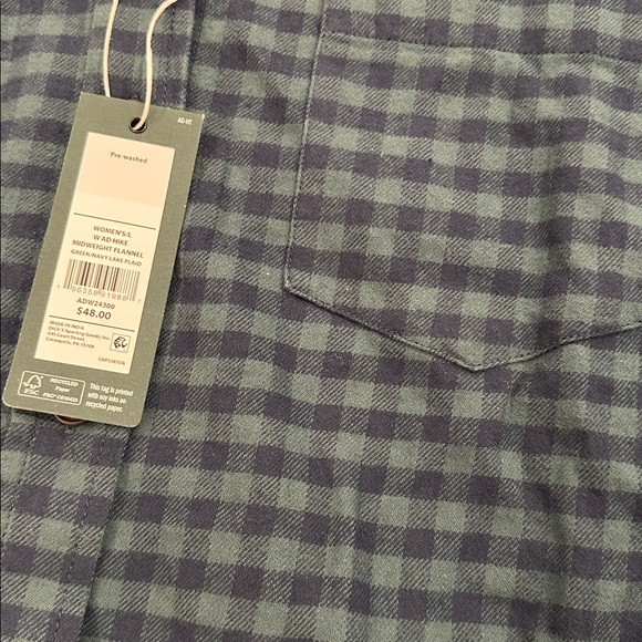 NWT Alpine Design women’s flannel button up green/navy lake size Large - Picture 2 of 5
